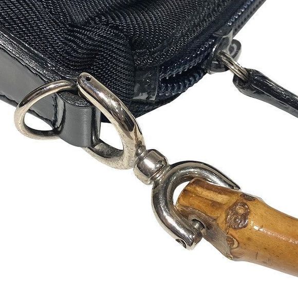 Gucci Bamboo 000-2032-0509 2WAY Black Bag Shoulder Bag Handbag Women - Picture 8 of 9